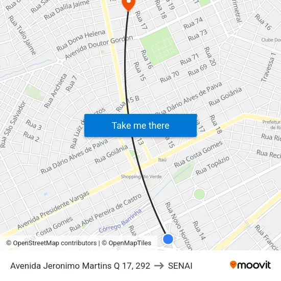 Avenida Jeronimo Martins Q 17, 292 to SENAI map