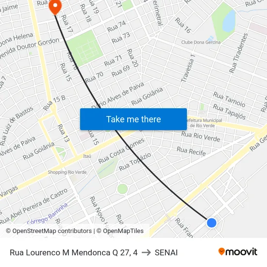 Rua Lourenco M Mendonca Q 27, 4 to SENAI map