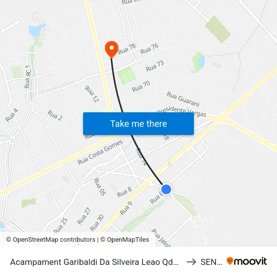 Acampament Garibaldi Da Silveira Leao Qdarea, 6 to SENAI map