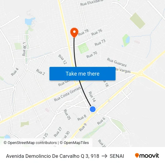 Avenida Demolincio De Carvalho Q 3, 918 to SENAI map