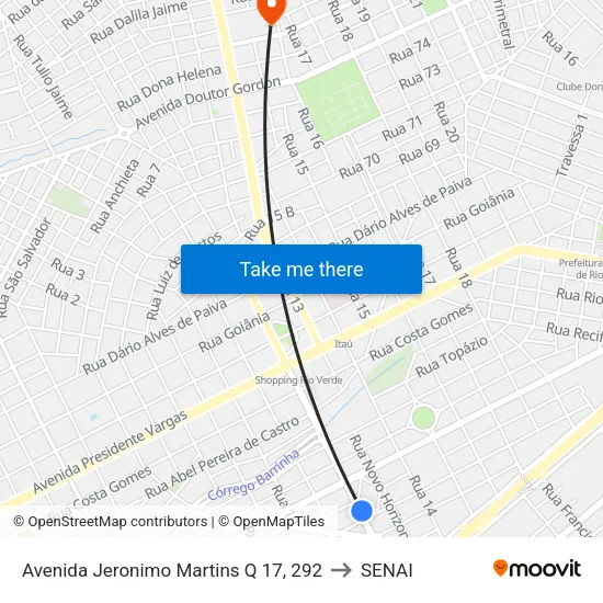 Avenida Jeronimo Martins Q 17, 292 to SENAI map
