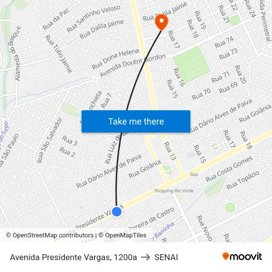 Avenida Presidente Vargas, 1200a to SENAI map