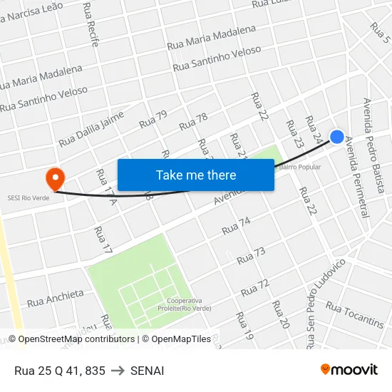 Rua 25 Q 41, 835 to SENAI map
