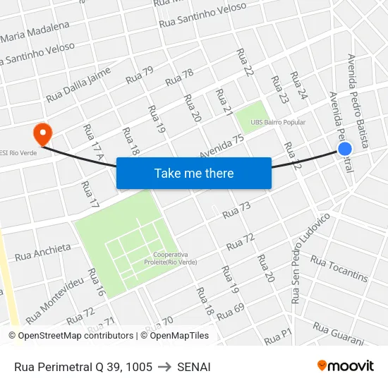 Rua Perimetral Q 39, 1005 to SENAI map