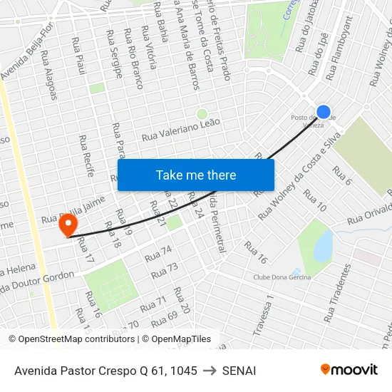 Avenida Pastor Crespo Q 61, 1045 to SENAI map