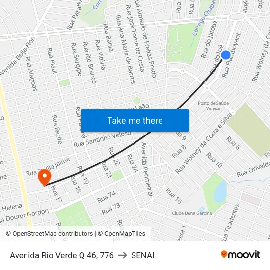 Avenida Rio Verde Q 46, 776 to SENAI map