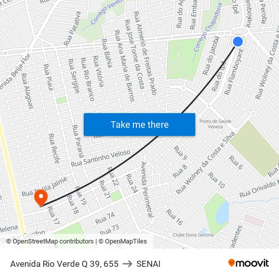 Avenida Rio Verde Q 39, 655 to SENAI map