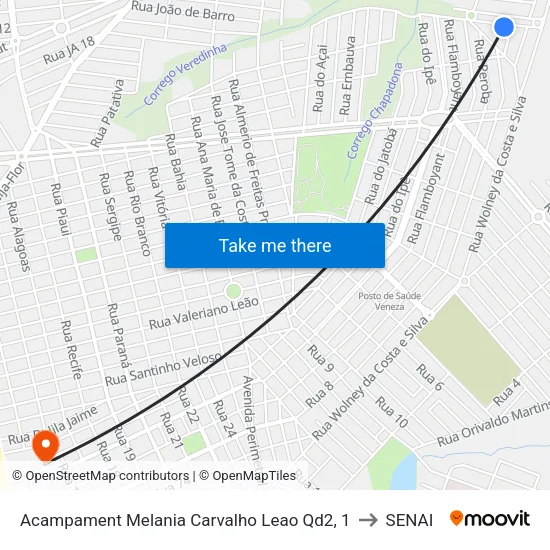 Acampament Melania Carvalho Leao Qd2, 1 to SENAI map