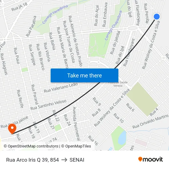 Rua Arco Iris Q 39, 854 to SENAI map