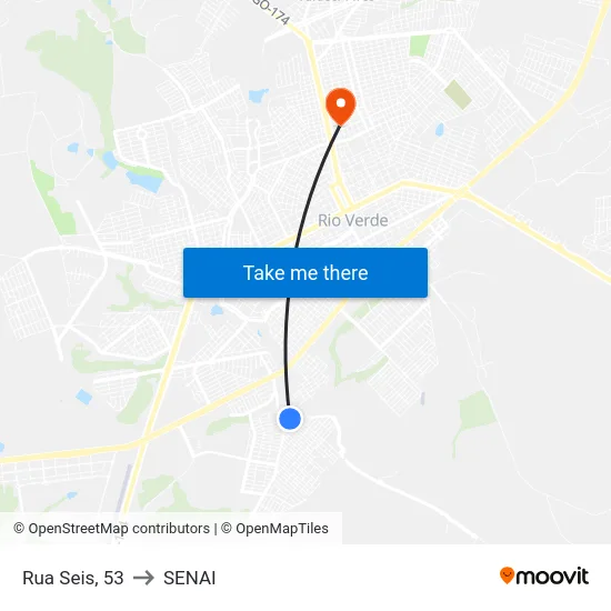 Rua Seis, 53 to SENAI map