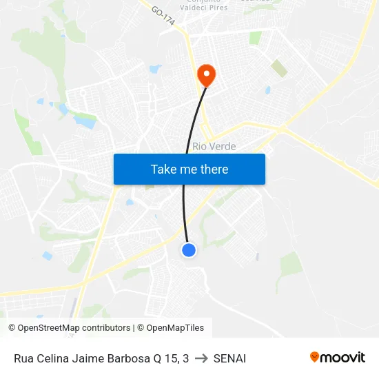 Rua Celina Jaime Barbosa Q 15, 3 to SENAI map