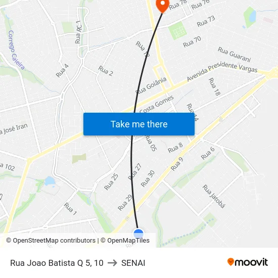 Rua Joao Batista Q 5, 10 to SENAI map