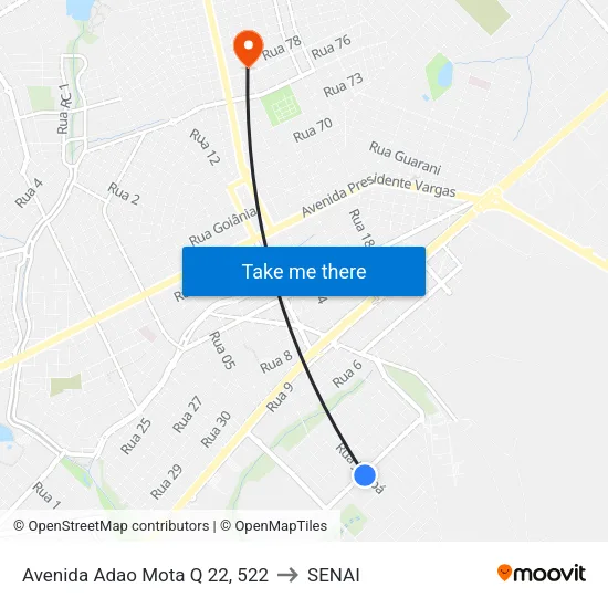 Avenida Adao Mota Q 22, 522 to SENAI map