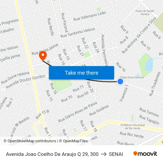 Avenida Joao Coelho De Araujo Q 29, 300 to SENAI map