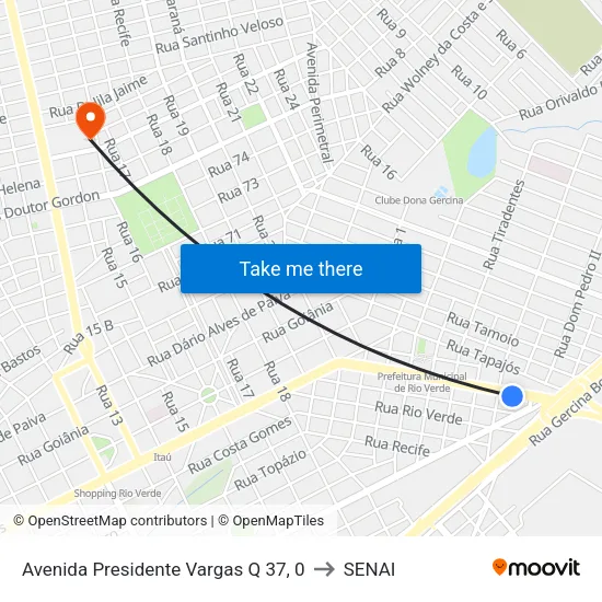 Avenida Presidente Vargas Q 37, 0 to SENAI map