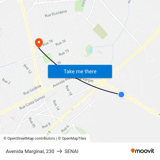 Avenida Marginal, 230 to SENAI map