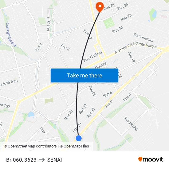 Br-060, 3623 to SENAI map