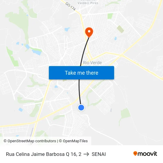Rua Celina Jaime Barbosa Q 16, 2 to SENAI map