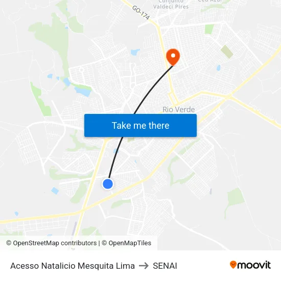 Acesso Natalicio Mesquita Lima to SENAI map