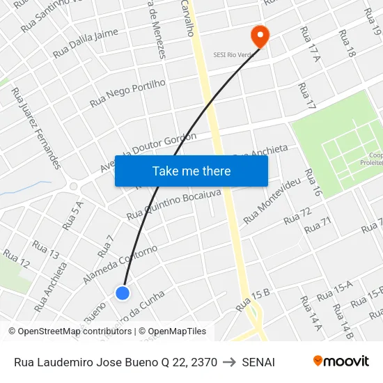 Rua Laudemiro Jose Bueno Q 22, 2370 to SENAI map