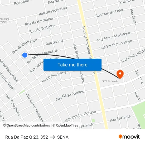 Rua Da Paz Q 23, 352 to SENAI map