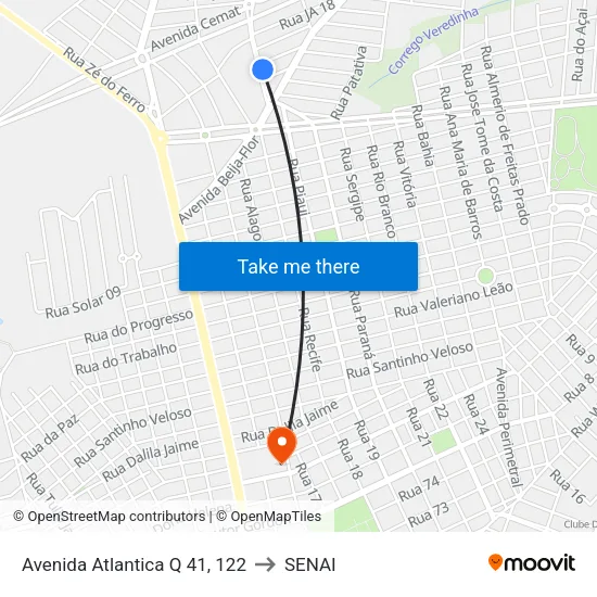 Avenida Atlantica Q 41, 122 to SENAI map