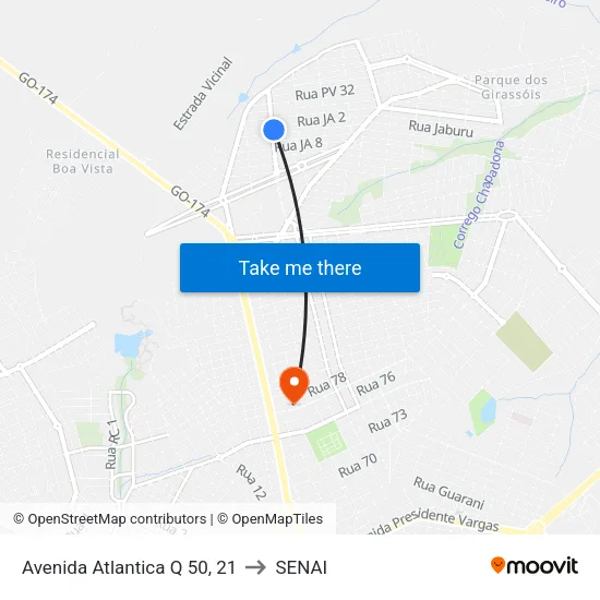 Avenida Atlantica Q 50, 21 to SENAI map