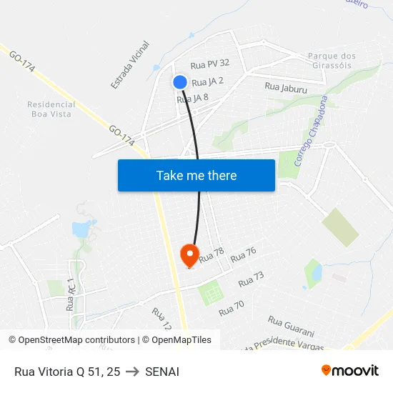 Rua Vitoria Q 51, 25 to SENAI map