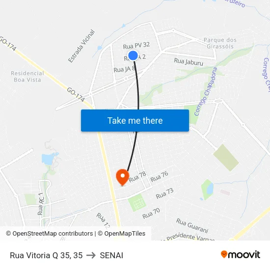 Rua Vitoria Q 35, 35 to SENAI map