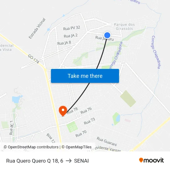 Rua Quero Quero Q 18, 6 to SENAI map