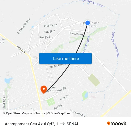 Acampament Ceu Azul Qd2, 1 to SENAI map