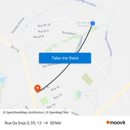 Rua Da Soja Q 35, 13 to SENAI map