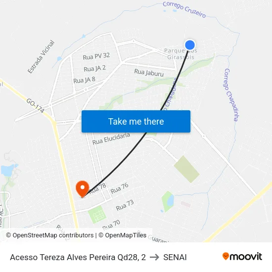 Acesso Tereza Alves Pereira Qd28, 2 to SENAI map