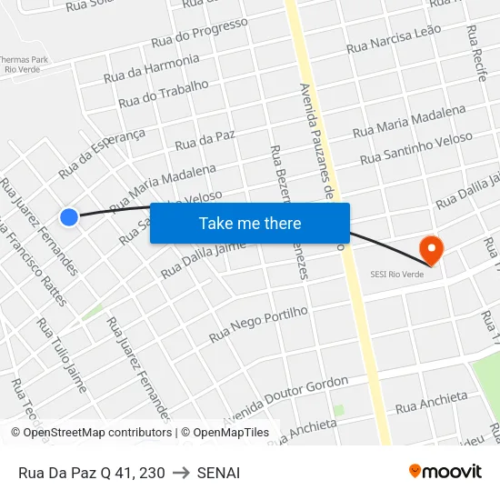 Rua Da Paz Q 41, 230 to SENAI map