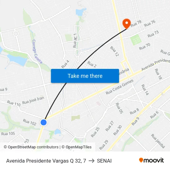 Avenida Presidente Vargas Q 32, 7 to SENAI map