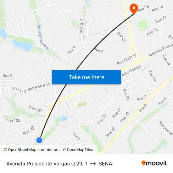 Avenida Presidente Vargas Q 29, 1 to SENAI map