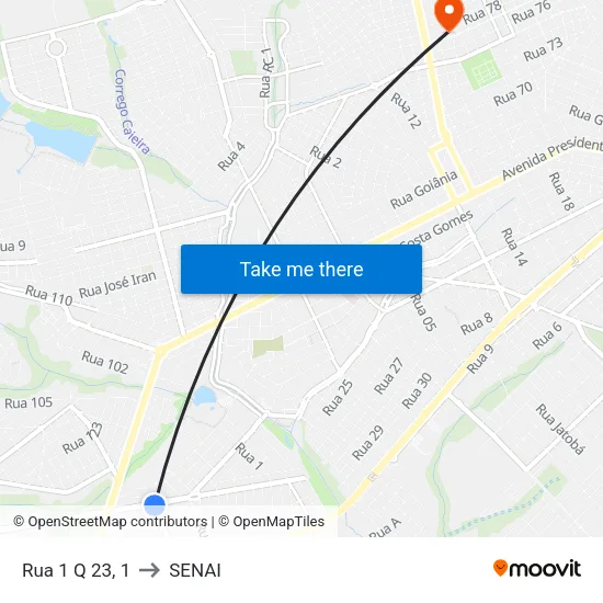 Rua 1 Q 23, 1 to SENAI map