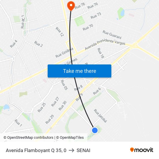 Avenida Flamboyant Q 35, 0 to SENAI map