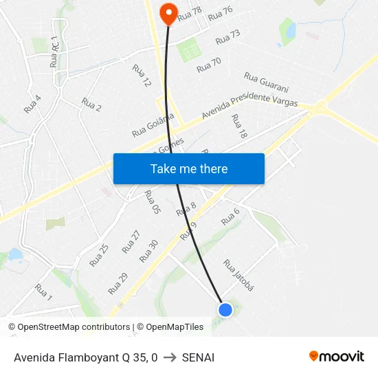 Avenida Flamboyant Q 35, 0 to SENAI map