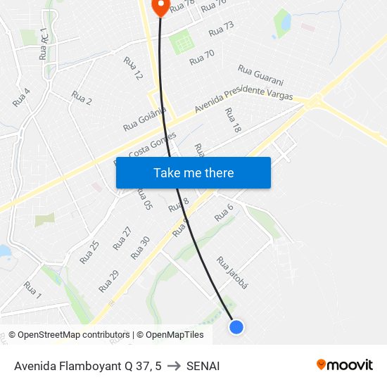 Avenida Flamboyant Q 37, 5 to SENAI map