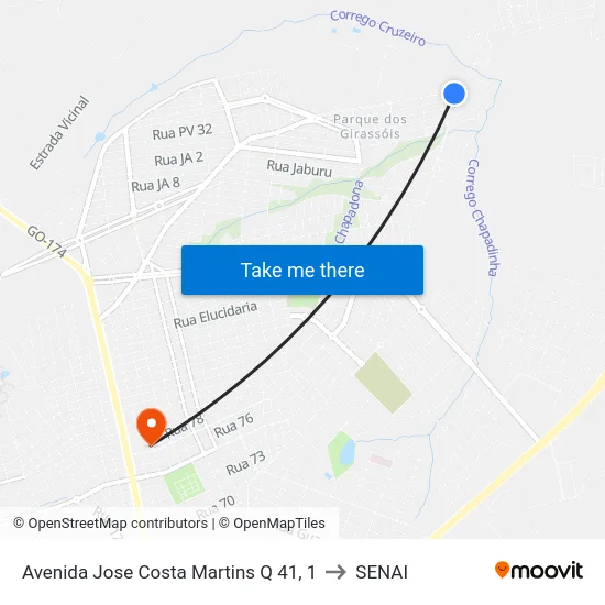 Avenida Jose Costa Martins Q 41, 1 to SENAI map