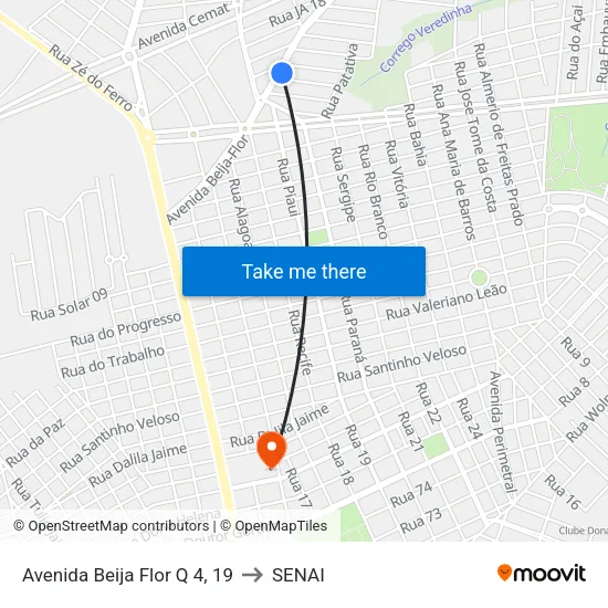 Avenida Beija Flor Q 4, 19 to SENAI map