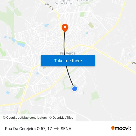 Rua Da Cerejeira Q 57, 17 to SENAI map