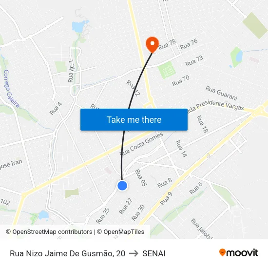 Rua Nizo Jaime De Gusmão, 20 to SENAI map