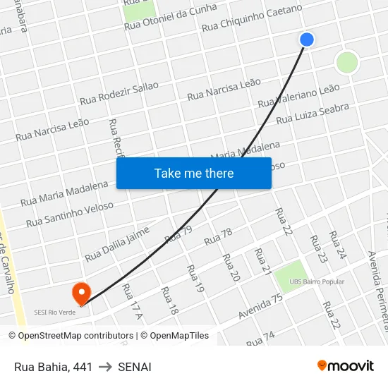 Rua Bahia, 441 to SENAI map