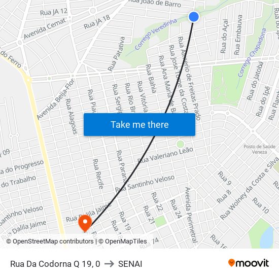 Rua Da Codorna Q 19, 0 to SENAI map