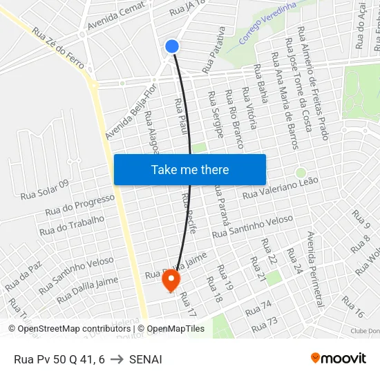Rua Pv 50 Q 41, 6 to SENAI map