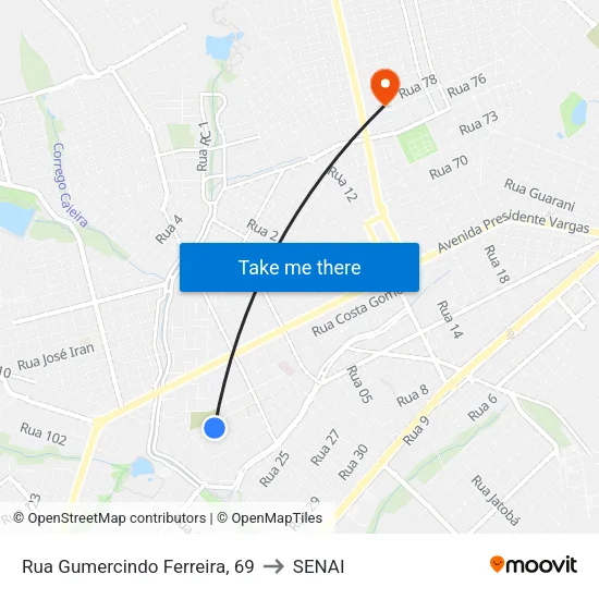Rua Gumercindo Ferreira, 69 to SENAI map