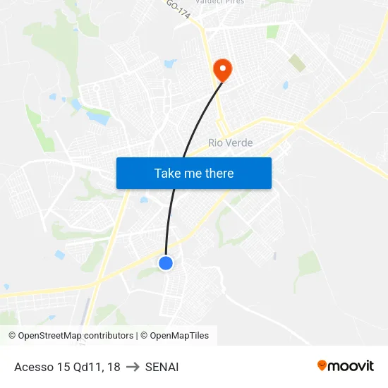 Acesso 15 Qd11, 18 to SENAI map