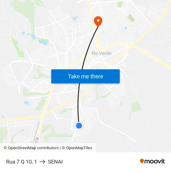 Rua 7 Q 10, 1 to SENAI map